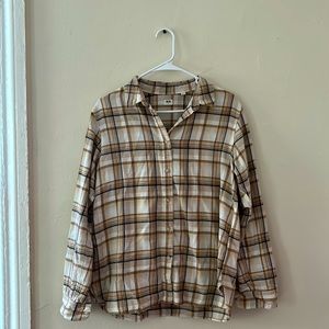 Uniqlo Women’s Button down Longsleeves Plaid Shirt| Size M | Cream/ Tan